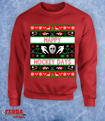 Happy Hockey Days Ugly Christmas Sweater Crewneck Hoodie FA87