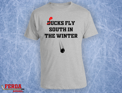 Pucks Fly South in The Winter Hockey T-Shirt FA62